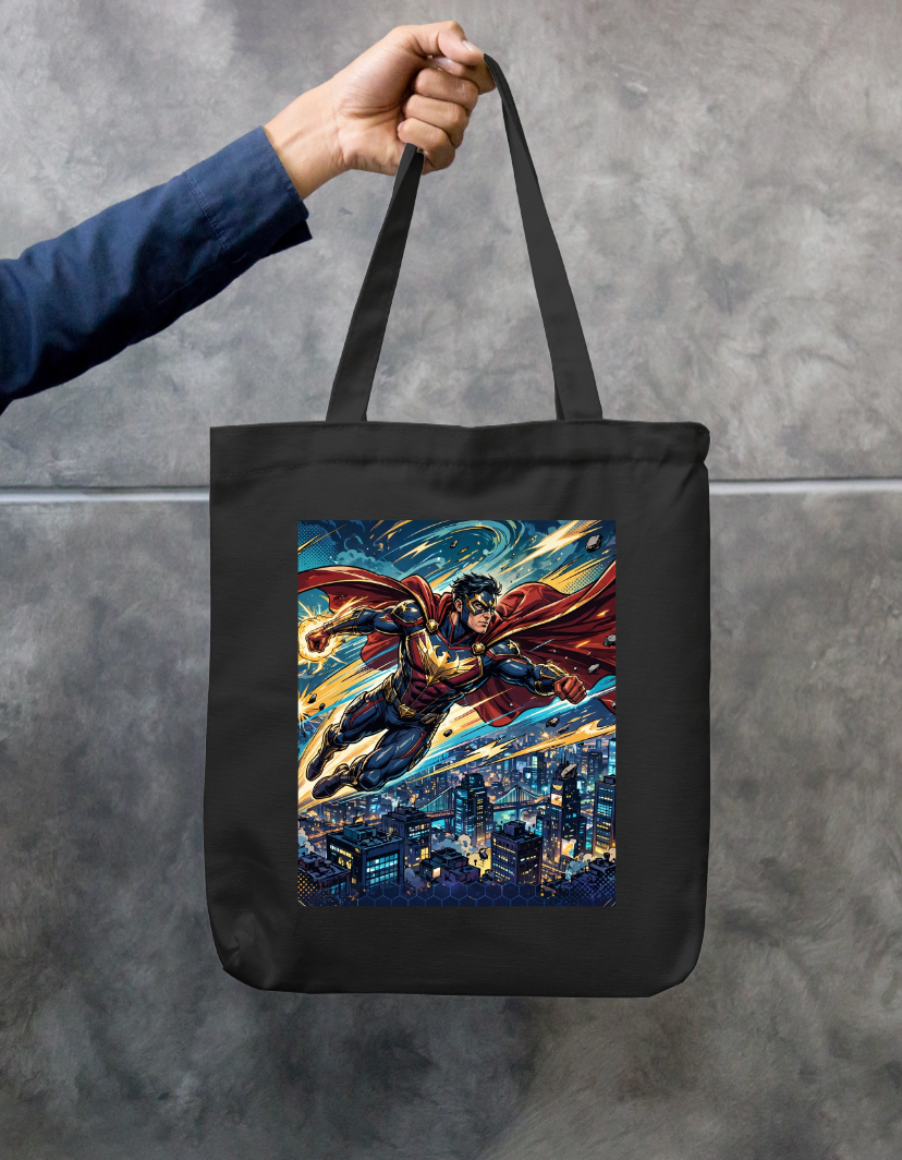 Caped Hero Tote Bag Zipper Tote Bag by @rd_digital_store
