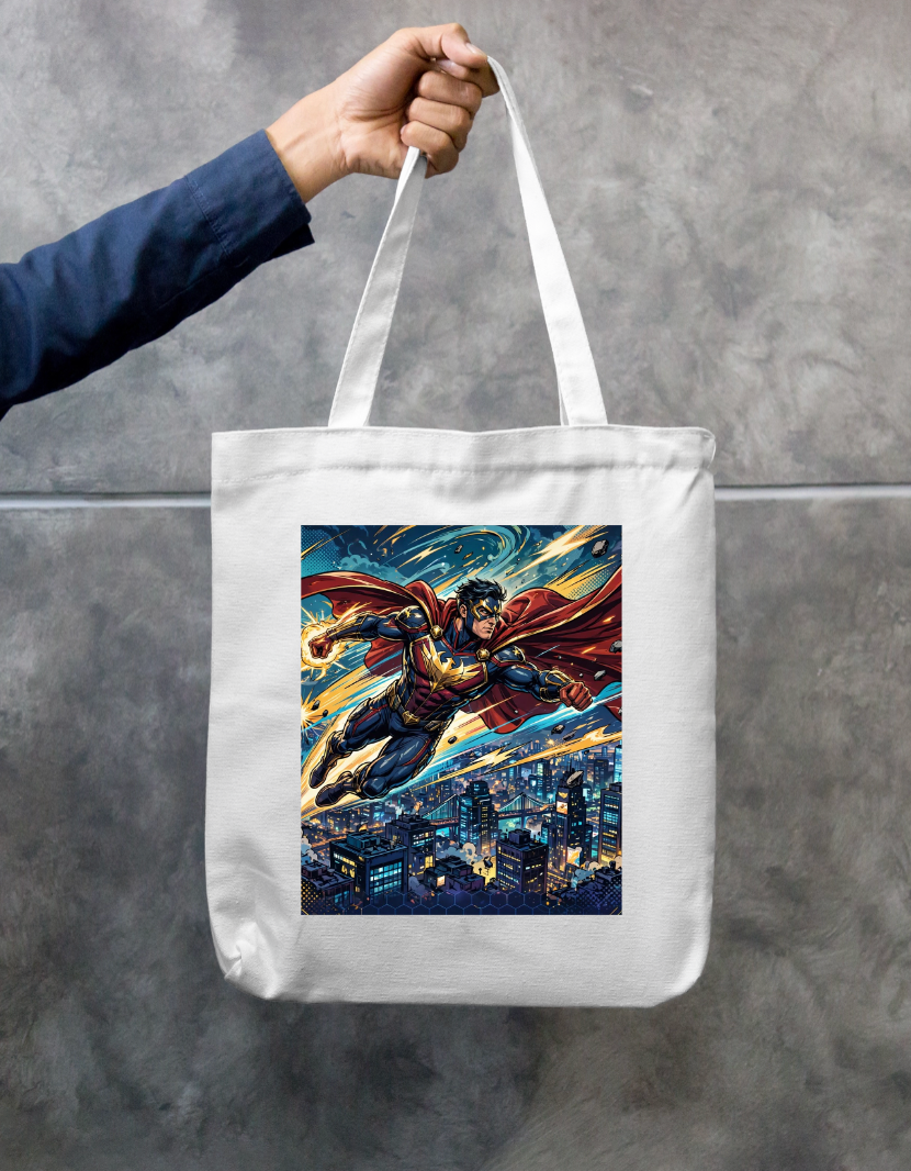 Caped Hero Tote Bag Zipper Tote Bag by @rd_digital_store