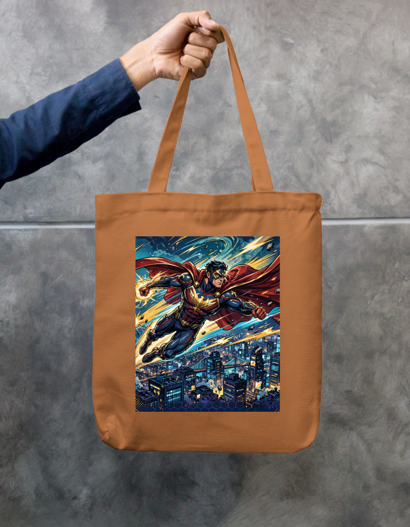 Caped Hero Tote Bag Zipper Tote Bag by @rd_digital_store