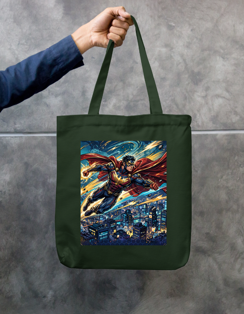 Caped Hero Tote Bag Zipper Tote Bag by @rd_digital_store