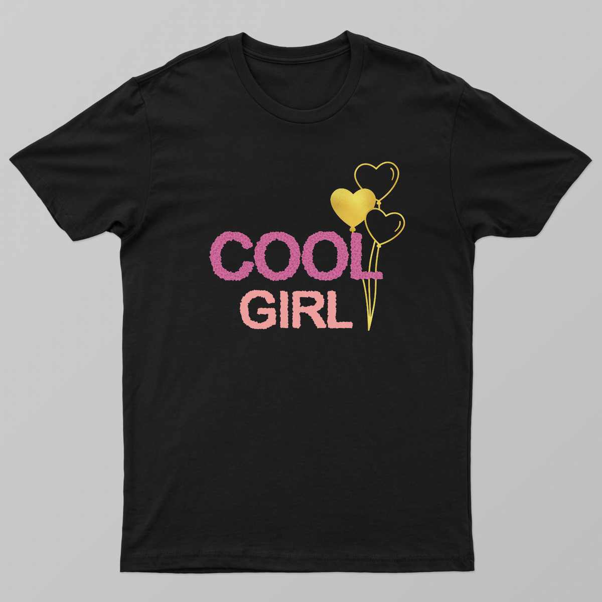 Cool Girl Shirt - Trendy Pink & Gold Heart Balloon Graphic Tee Unisex T-shirt by SeJaa_Studio