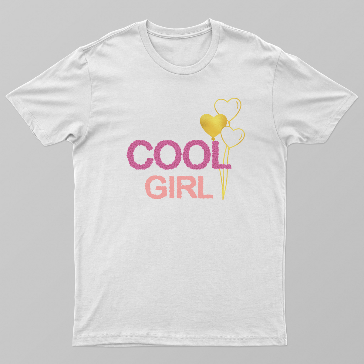 Cool Girl Shirt - Trendy Pink & Gold Heart Balloon Graphic Tee Unisex T-shirt by SeJaa_Studio