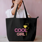 Cool Girl Tote Bag - Trendy Pink & Gold Heart Balloon Graphic Bag Everyday Large Tote Bag by SeJaa_Studio