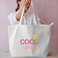Cool Girl Tote Bag - Trendy Pink & Gold Heart Balloon Graphic Bag Everyday Large Tote Bag by SeJaa_Studio