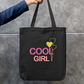 Cool Girl Pink Textured Typography Zipper Tote Bag Zipper Tote Bag by SeJaa_Studio