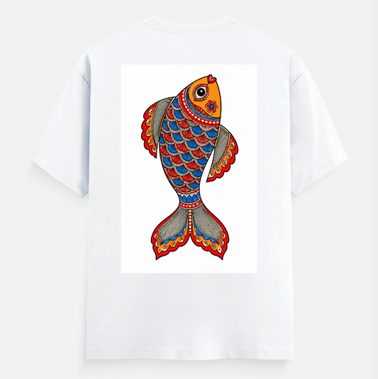 Fish motif mithila art Unisex T-shirt back print by @6artslice