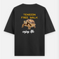 Tension free walk : Graphic Printed oversized black t-shirt Cotton fabric for youngsters & women's . Stylish Tshirt Trad Oversized T-shirt (Back print) by @ktart31