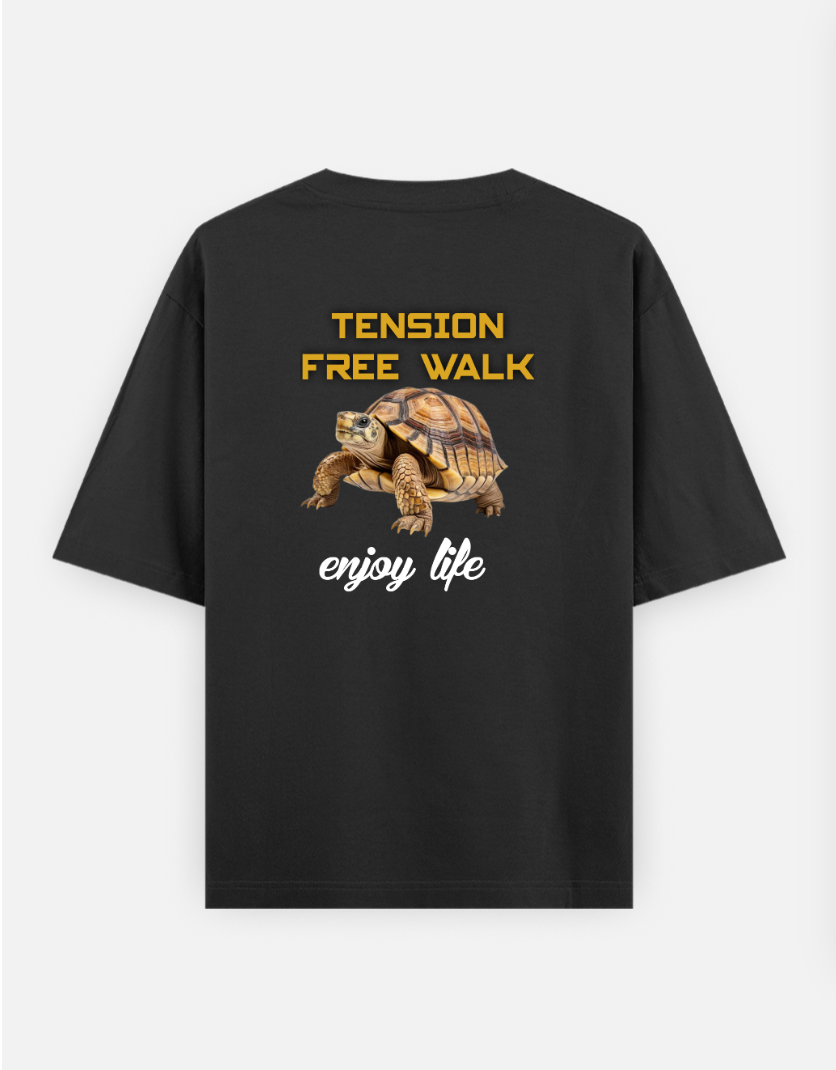 Tension free walk : Graphic Printed oversized black t-shirt Cotton fabric for youngsters & women's . Stylish Tshirt Trad Oversized T-shirt (Back print) by @ktart31