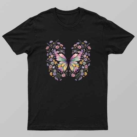 Aesthetic Pastel Butterfly & Floral Garden T-Shirt Unisex T-shirt by SeJaa_Studio
