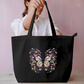: Pastel Butterfly & Floral Garden Aesthetic Canvas Tote Bag Everyday Large Tote Bag by SeJaa_Studio