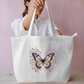 : Pastel Butterfly & Floral Garden Aesthetic Canvas Tote Bag Everyday Large Tote Bag by SeJaa_Studio