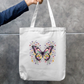 Pastel Butterfly & Floral Garden Canvas Tote Bag with Zipper Zipper Tote Bag by SeJaa_Studio