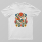 Scandinavian Folk Art Bird and Floral T-Shirt Unisex T-shirt by SeJaa_Studio