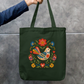 Scandinavian Folk Art Bird and Floral Zipper Tote Bag Zipper Tote Bag by SeJaa_Studio