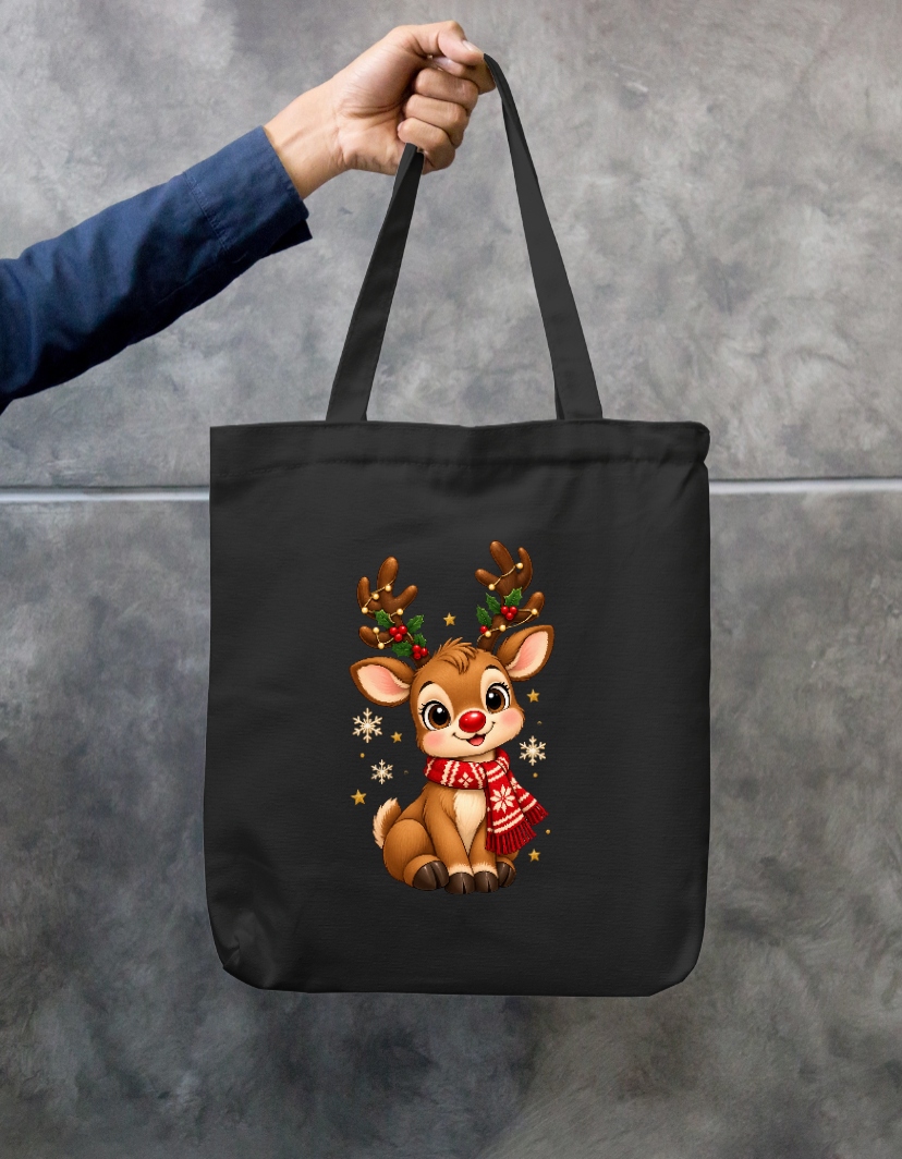 Festive Sparkle Reindeer Zipper Tote Zipper Tote Bag by SeJaa_Studio
