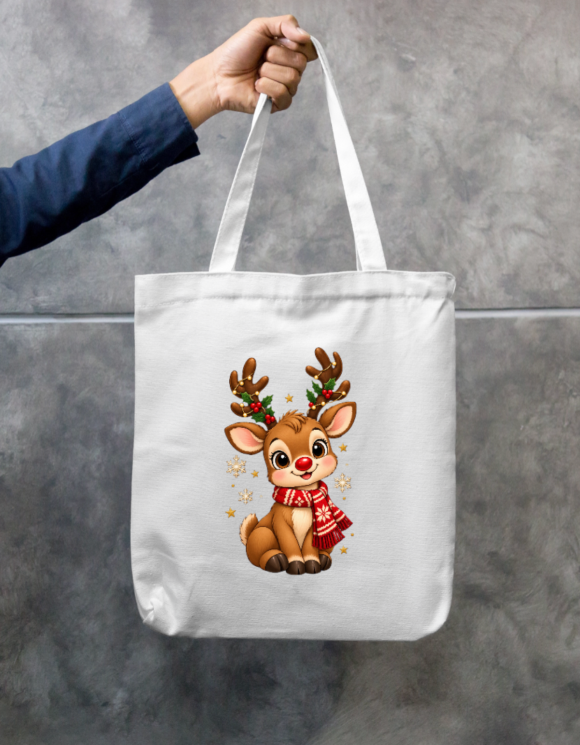 Festive Sparkle Reindeer Zipper Tote Zipper Tote Bag by SeJaa_Studio