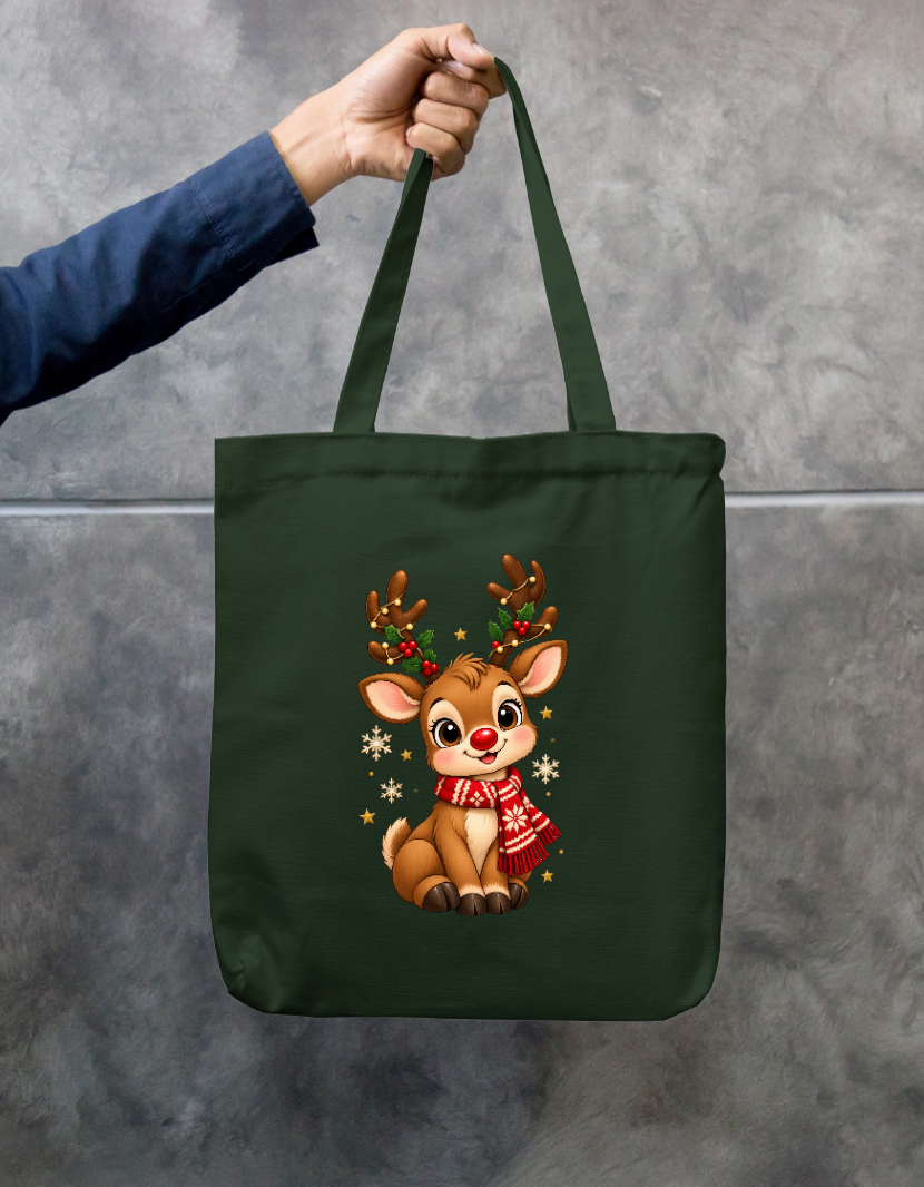 Festive Sparkle Reindeer Zipper Tote Zipper Tote Bag by SeJaa_Studio