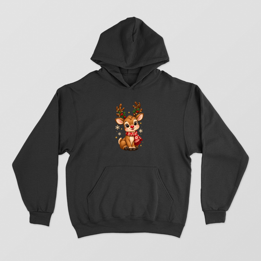 Festive Sparkle Reindeer Hoodie Unisex Hoodie by SeJaa_Studio