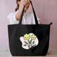 Cute Kawaii Smiling Flowers Floral Tote Bag Everyday Large Tote Bag by SeJaa_Studio