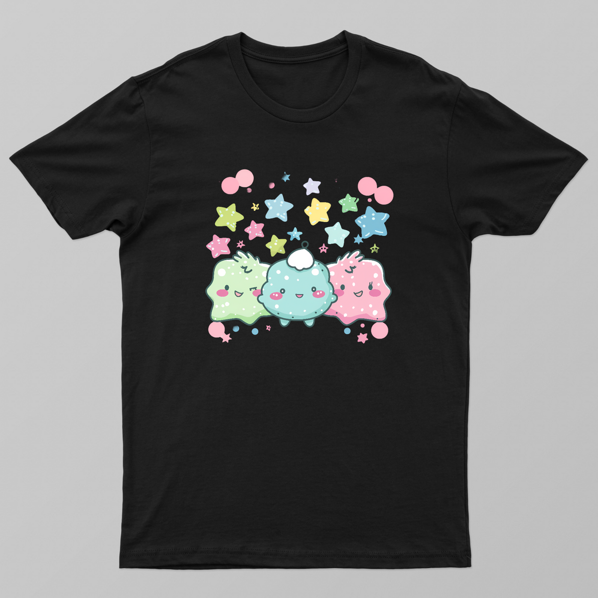 Cute Kawaii Pastel Cloud Friends T-Shirt | Sparkle Stars Aesthetic Graphic Tee Unisex T-shirt by SeJaa_Studio