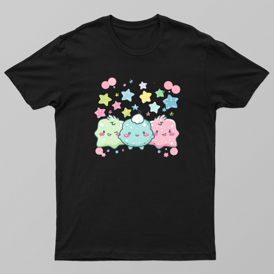 Cute Kawaii Pastel Cloud Friends T-Shirt | Sparkle Stars Aesthetic Graphic Tee Unisex T-shirt by SeJaa_Studio