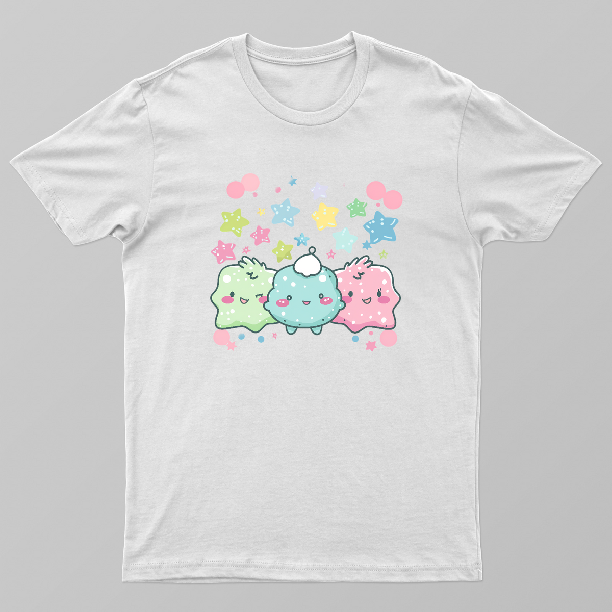 Cute Kawaii Pastel Cloud Friends T-Shirt | Sparkle Stars Aesthetic Graphic Tee Unisex T-shirt by SeJaa_Studio