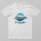 Endless Blue Ocean Sunset T-Shirt | Minimalist Beach Waves Tee Unisex T-shirt by SeJaa_Studio