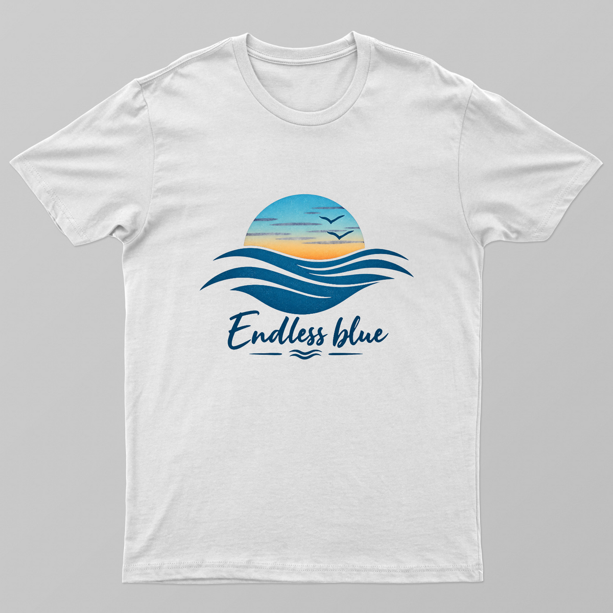 Endless Blue Ocean Sunset T-Shirt | Minimalist Beach Waves Tee Unisex T-shirt by SeJaa_Studio
