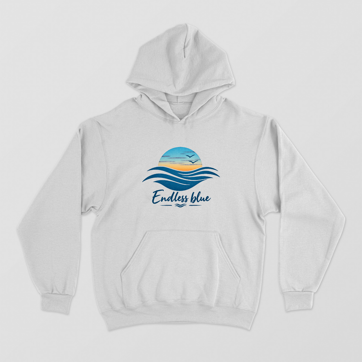 Endless Blue Ocean Sunset Hoodie | Minimalist Coastal Beach Wave Sweatshirt Unisex Hoodie by SeJaa_Studio