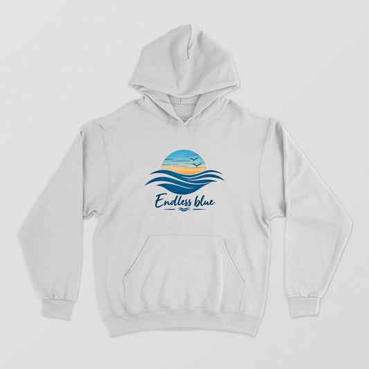 Endless Blue Ocean Sunset Hoodie | Minimalist Coastal Beach Wave Sweatshirt Unisex Hoodie by SeJaa_Studio