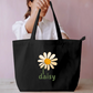 Cute Daisy Flower Tote Bag | Retro Botanical Canvas Shopping Bag Everyday Large Tote Bag by SeJaa_Studio
