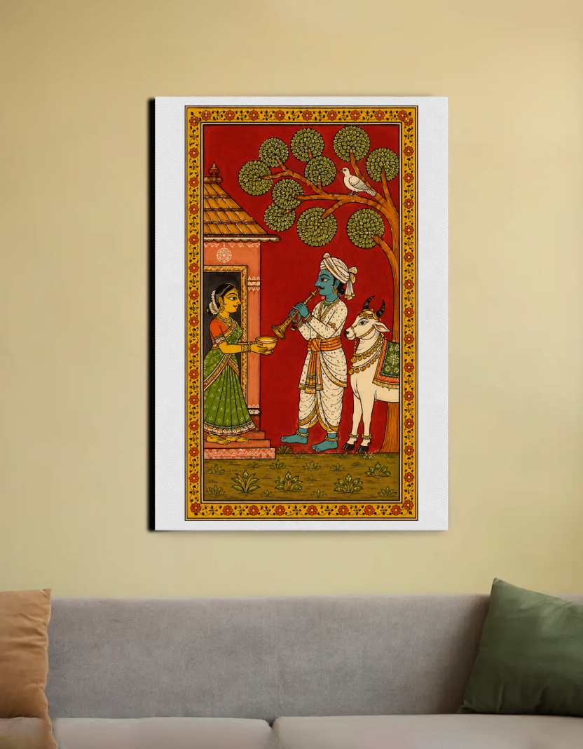 Cheriyal Scroll Painting 20"x30" Canvas Poster by @6artslice