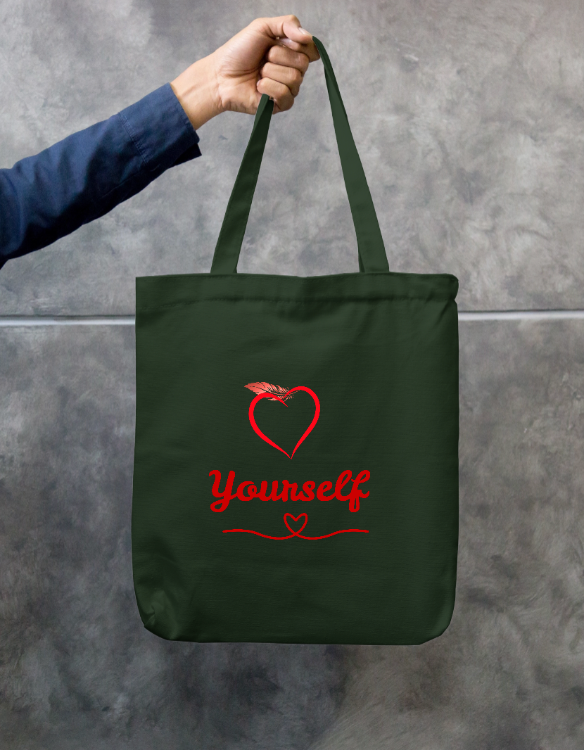 Love Yourself Heart Quote Design Zipper Tote Bag by GV Creations
