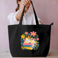 Bookish Cat Napping on Stack of Books Canvas Tote Bag Everyday Large Tote Bag by SeJaa_Studio