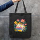 Bookish Cat Napping on Stack of Books Zippered Canvas Tote Zipper Tote Bag by SeJaa_Studio