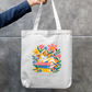 Bookish Cat Napping on Stack of Books Zippered Canvas Tote Zipper Tote Bag by SeJaa_Studio