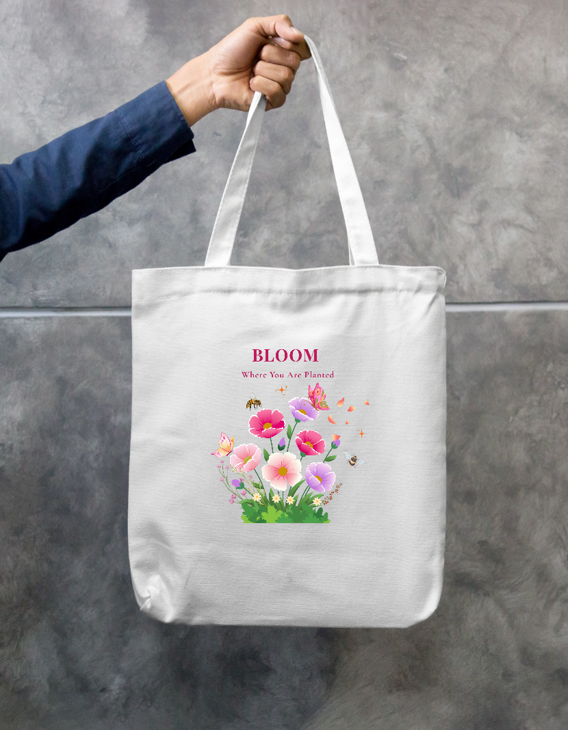 Bloom where you are planted Zipper Tote Bag by GV Creations