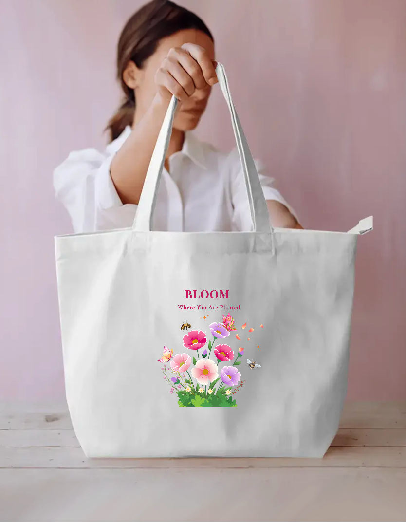 Bloom where you are planted Everyday Large Tote Bag by GV Creations