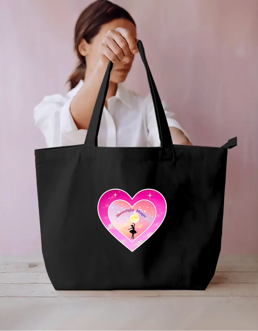 Heart Design - Moonlight Magic Everyday Large Tote Bag by GV Creations