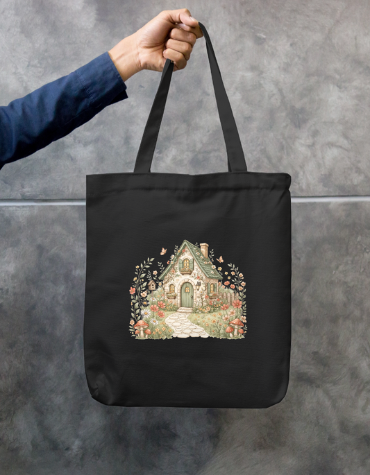 Whimsical Cottagecore Cottage Zippered Tote Bag Zipper Tote Bag by SeJaa_Studio