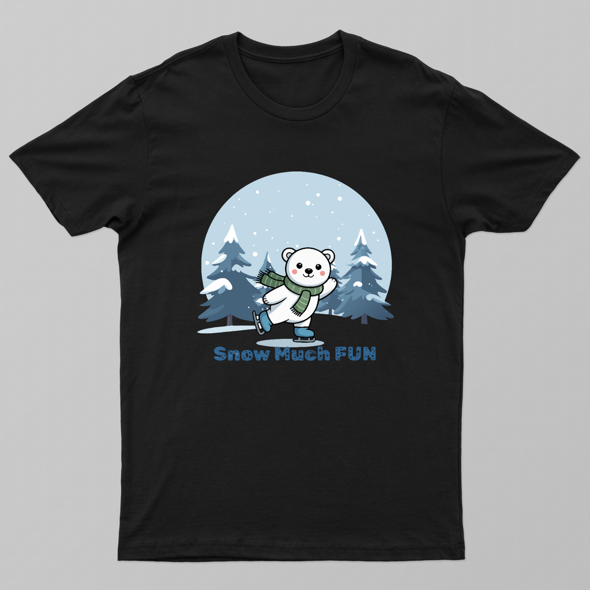 Snow Much Fun Cute Ice Skating Polar Bear Winter T-Shirt Unisex T-shirt by SeJaa_Studio