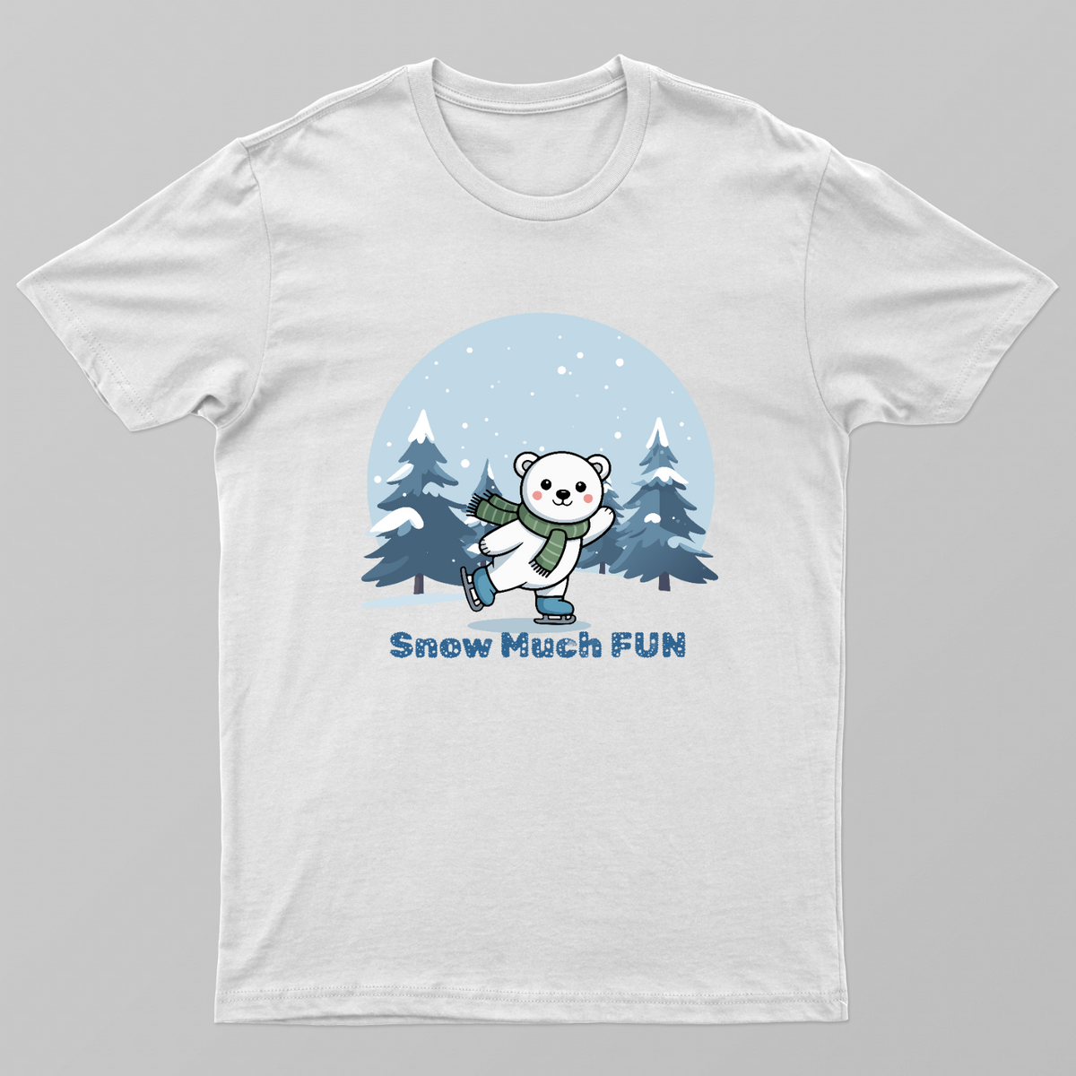 Snow Much Fun Cute Ice Skating Polar Bear Winter T-Shirt Unisex T-shirt by SeJaa_Studio