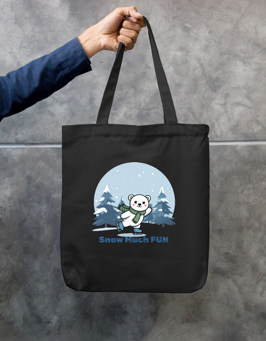 Snow Much Fun Cute Ice Skating Polar Bear Zipper Tote Bag Zipper Tote Bag by SeJaa_Studio