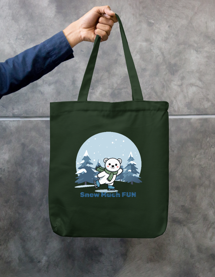 Snow Much Fun Cute Ice Skating Polar Bear Zipper Tote Bag Zipper Tote Bag by SeJaa_Studio
