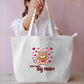 Little Teddy Big Heart Cute Valentine Teddy Bear With Hearts Tote Bag Everyday Large Tote Bag by SeJaa_Studio