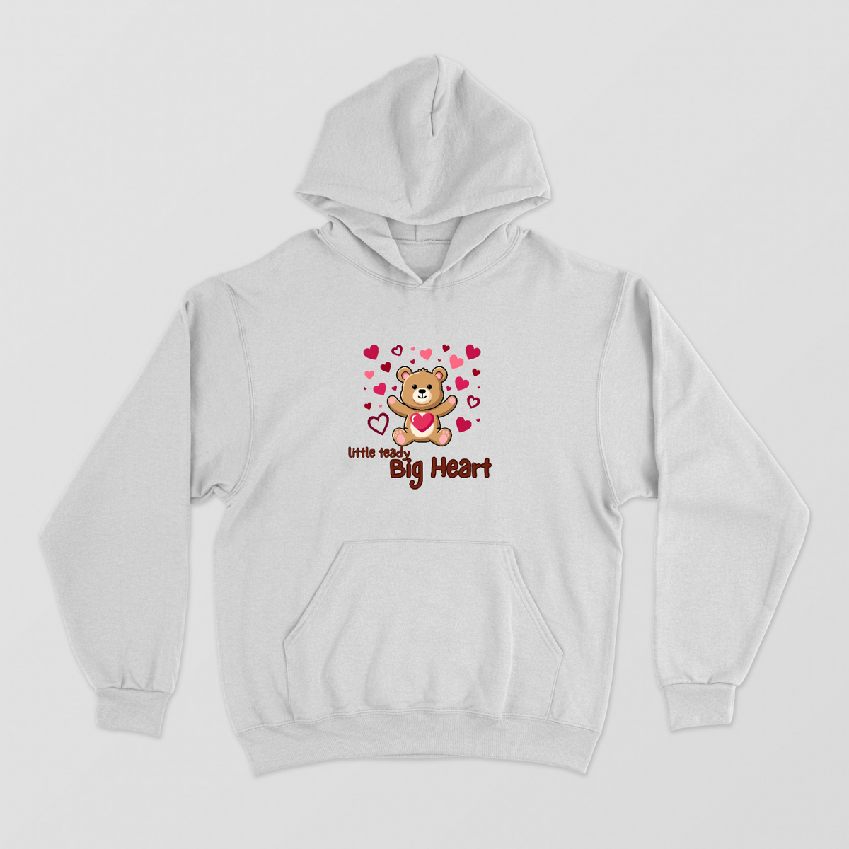 Little Teddy Big Heart Cute Valentine Teddy Bear With Hearts Hoodie Unisex Hoodie by SeJaa_Studio