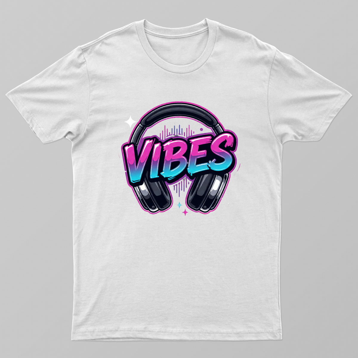 Neon Vibes Headphones Music Graphic T-Shirt Design Unisex T-shirt by SeJaa_Studio