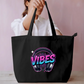 Neon Vibes Headphones Music Graphic Tote Bag Everyday Large Tote Bag by SeJaa_Studio