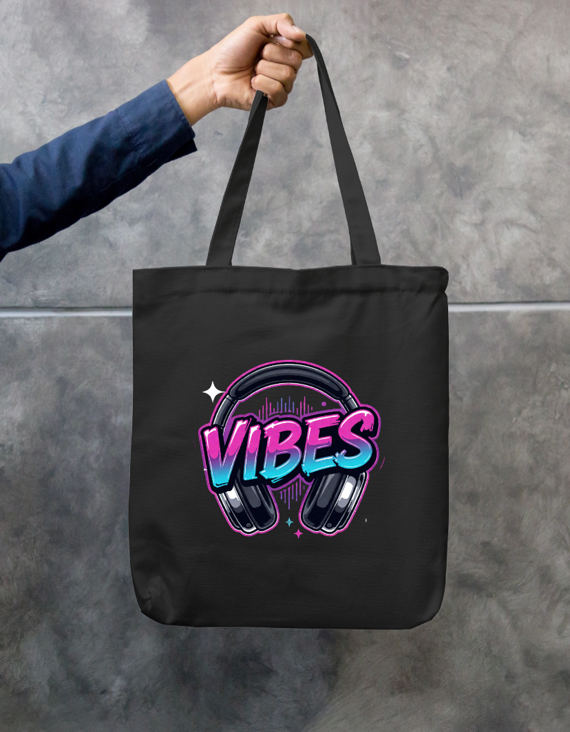 Neon Vibes Headphones Music Graphic Zipper Tote Bag Zipper Tote Bag by SeJaa_Studio