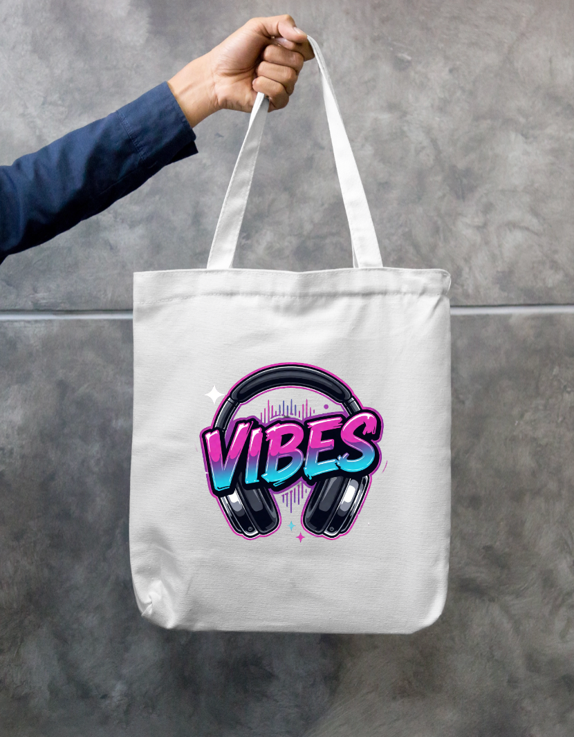 Neon Vibes Headphones Music Graphic Zipper Tote Bag Zipper Tote Bag by SeJaa_Studio